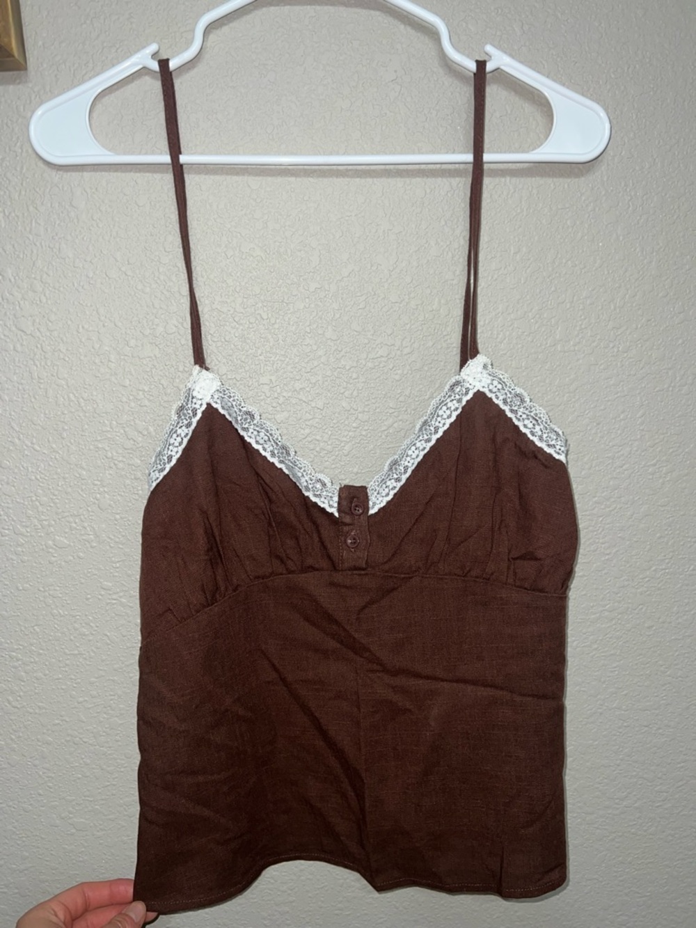 SHEIN Brown Lace-Trim Cami Top